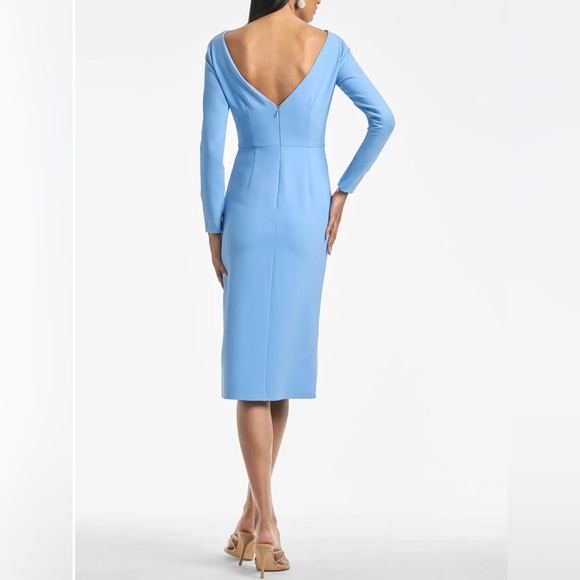 NWT [Sachin and Babi] Patrizia Bateau Neck Midi Dress in Chambray Blue Women’s 8 - Picture 3 of 13